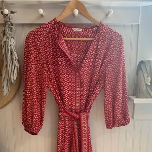 Max Studio Red Patterned Midi Dress